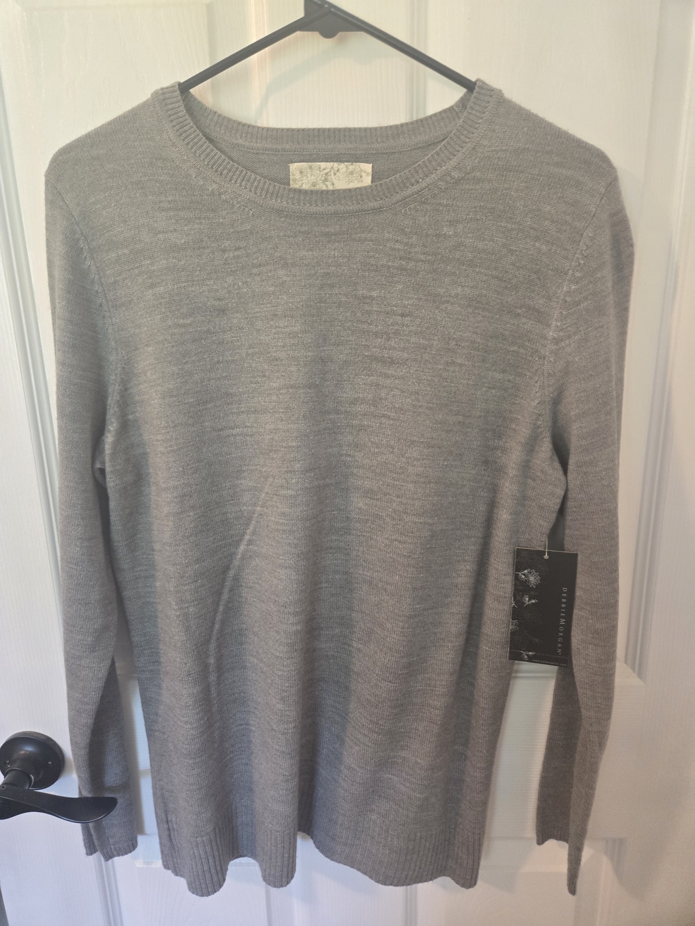 NWT Debbie Morgan Crewneck Pullover Sweater in Heather Gray Size Small